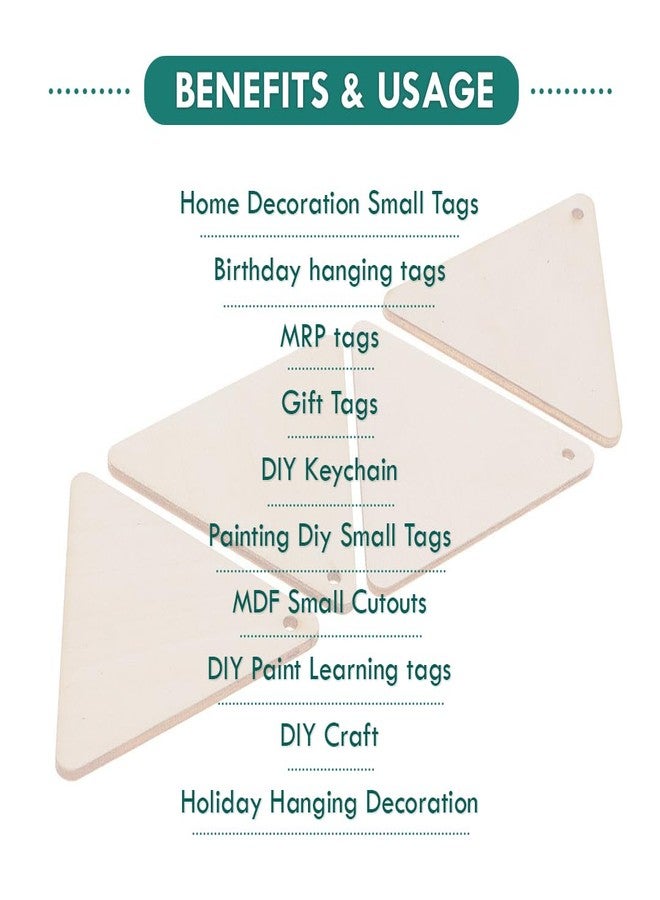 ROOT KRAFT [50pcs]-[ 5cmx5cm]-Triangle Wooden Pine MDF Cutouts Unfinished Tags for Key Chain,Slices Crafts,Xmas Holiday Hanging Decorations,Painting Wood Craft,MDF Plains,Resin Art Work - Image 2